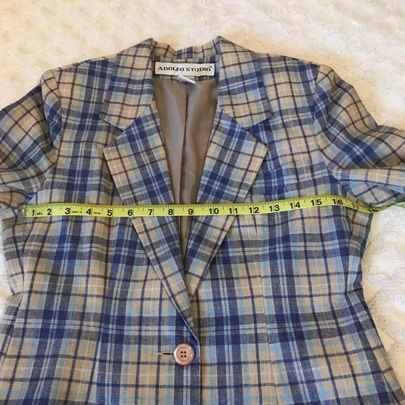 Blue Plaid Blazer size 2P - Picture 2 of 3